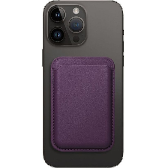 Leather Mag Wallet Compatible With Magsafe Dark Violet OEM