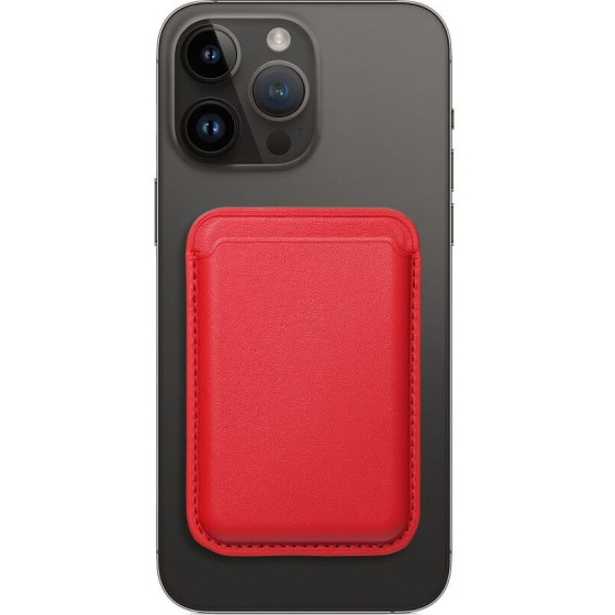 Leather Mag Wallet Compatible With Magsafe Red OEM