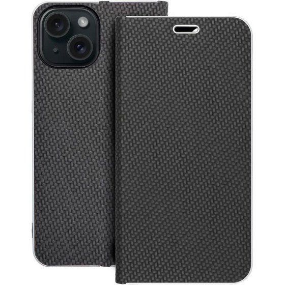 Luna Book Carbon For Iphone 15 Black OEM