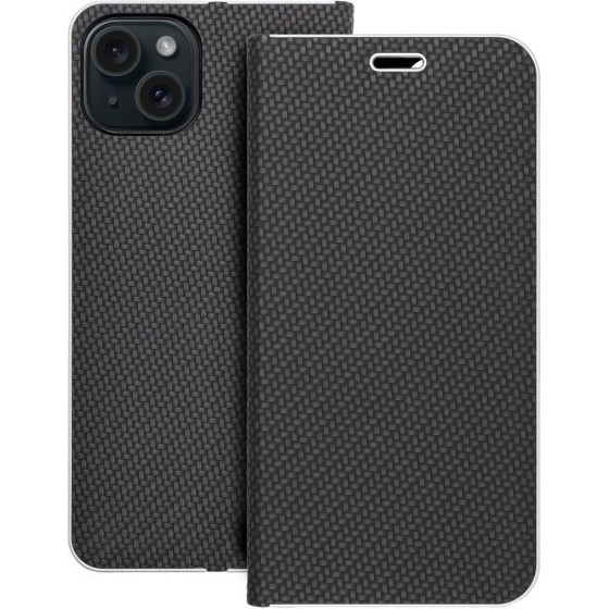 Luna Book Carbon For Iphone 15 Plus Black OEM