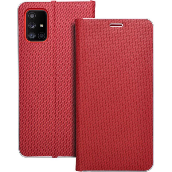 Luna Book Carbon For Samsung A71 Red OEM