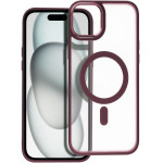 Matte Mag Cover Case Compatible With Magsafe For Iphone 15 Plus Plum Red OEM
