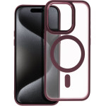 Matte Mag Cover Case Compatible With Magsafe For Iphone 15 Pro Plum Red OEM