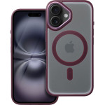 Matte Mag Cover Case Compatible With Magsafe For Iphone 16 Plum Red OEM
