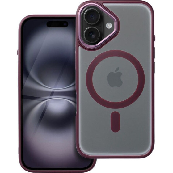 Matte Mag Cover Case Compatible With Magsafe For Iphone 16 Plum Red OEM