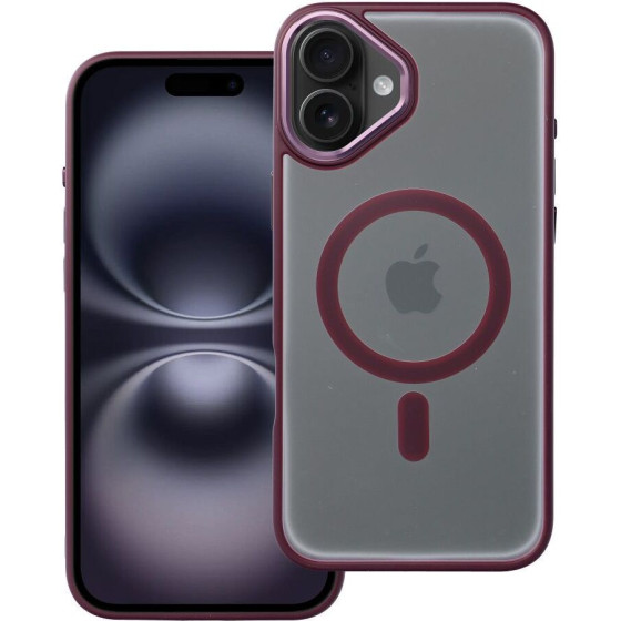 Matte Mag Cover Case Compatible With Magsafe For Iphone 16 Plus Plum Red OEM
