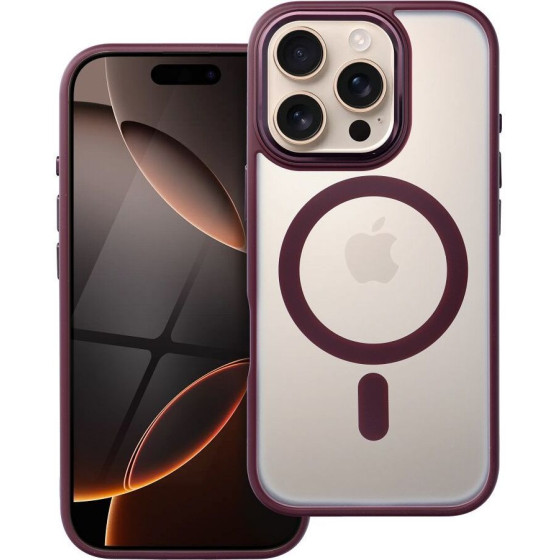 Matte Mag Cover Case Compatible With Magsafe For Iphone 16 Pro Plum Red OEM