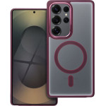 Matte Mag Cover Case Compatible With Magsafe For Samsung S25 Ultra Plum Red OEM