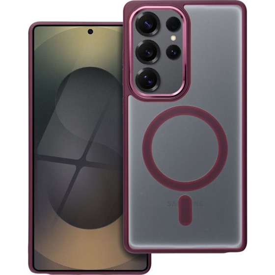 Matte Mag Cover Case Compatible With Magsafe For Samsung S25 Ultra Plum Red OEM