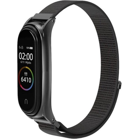 Nylon Strap For Xiaomi Mi Band 5 / 6 / 7 Black (05) OEM