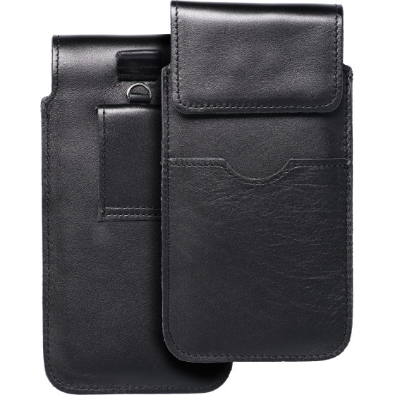Royal - Leather Universal Flap Pocket / Black - Size 2XL+Wide - Samsung A12 / Note 9 / Xiaomi Redmi Note 10 Pro OEM
