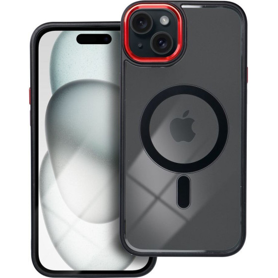 Color Edge Mag Cover Case Compatible With Magsafe For Iphone 15 Plus Black Red OEM