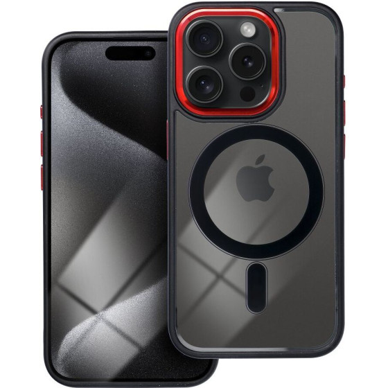 Color Edge Mag Cover Case Compatible With Magsafe For Iphone 15 Pro Black Red OEM