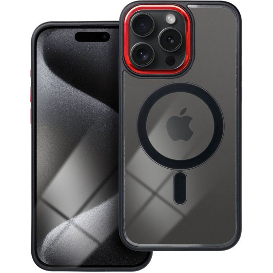 Color Edge Mag Cover Case Compatible With Magsafe For Iphone 15 Pro Max Black Red OEM