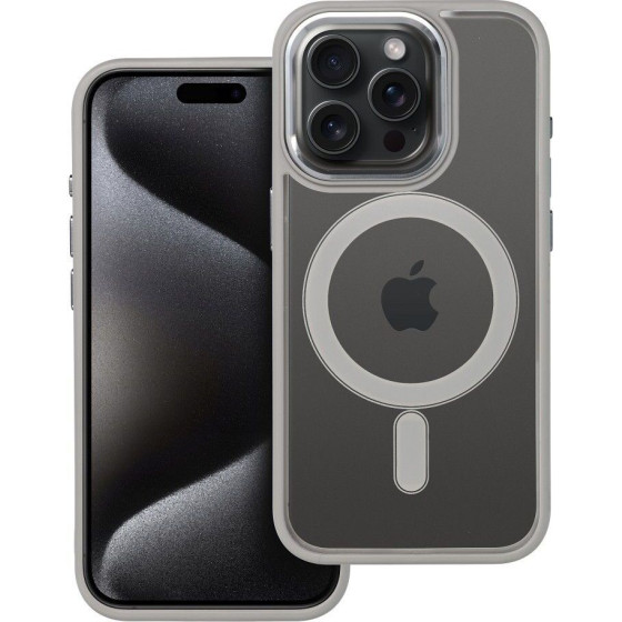 Color Edge Mag Cover Case Compatible With Magsafe For Iphone 15 Pro Titatnium Grey OEM