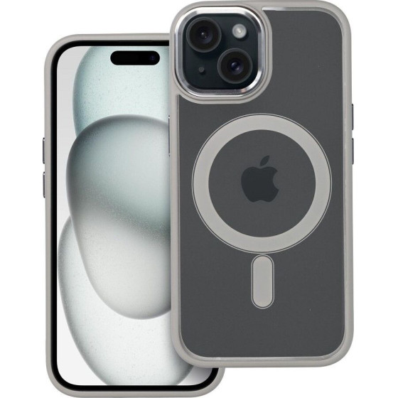 Color Edge Mag Cover Case Compatible With Magsafe For Iphone 15 Titatnium Grey OEM