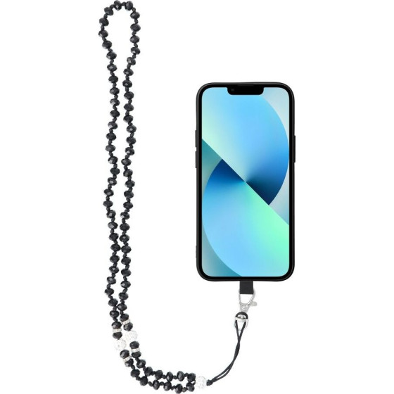 Crystal Diamond Pendant For The Phone / Cord Length 74cm (37cm In The loop) / On Neck - Black OEM