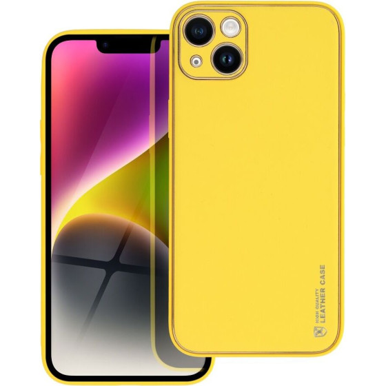 Leather Case For Iphone 14 Plus Yellow OEM