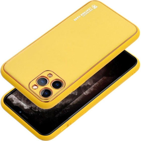 Leather Case For Iphone 15 Pro Max Yellow OEM