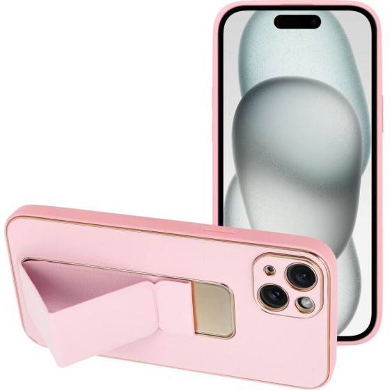 Leather Case Kickstand For Iphone 15 Plus Pink OEM