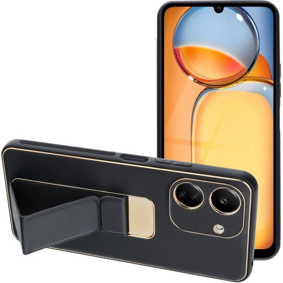 Leather Case Kickstand For Xiaomi Redmi 13C / Poco C65 Black OEM