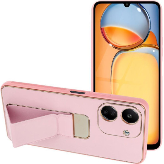 Leather Case Kickstand For Xiaomi Redmi 13C / Poco C65 Pink OEM