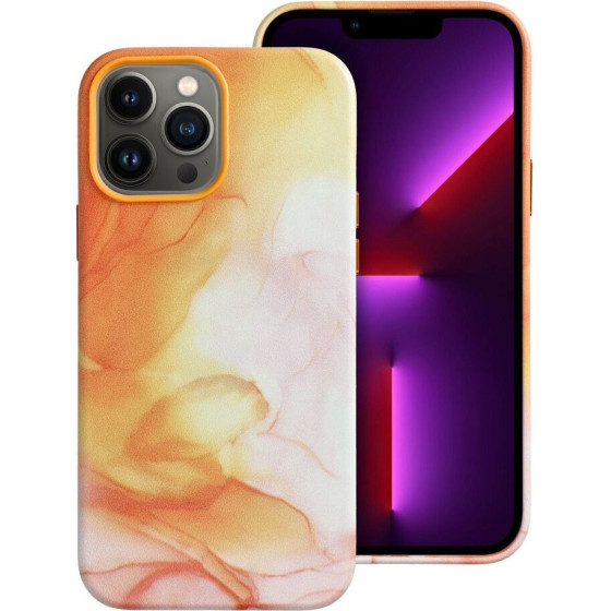 Leather Mag Cover Case For Iphone 13 Pro Max Orange Splash OEM