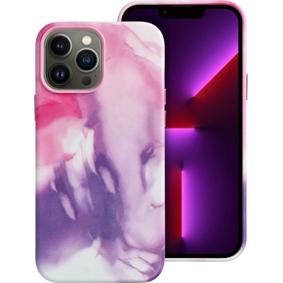 Leather Mag Cover Case For Iphone 13 Pro Max Purple Splash OEM