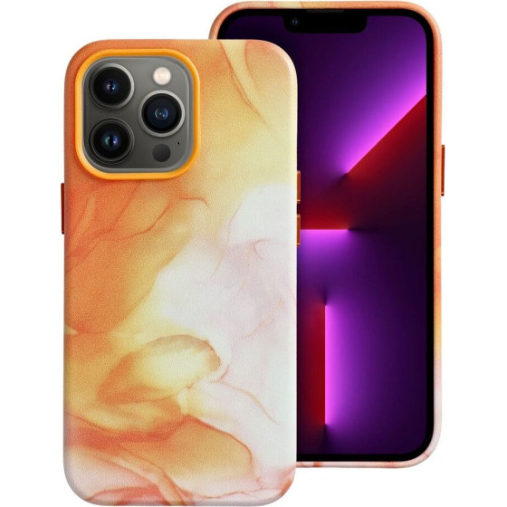 Leather Mag Cover Case For Iphone 13 Pro Orange Splash OEM