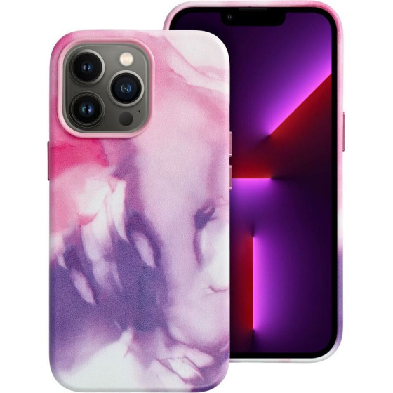 Leather Mag Cover Case For Iphone 13 Pro Purple Splash OEM