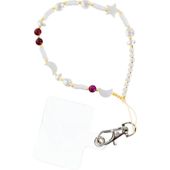 Shells Pendant For The Phone / Cord Length 44cm (22cm In The loop) / On Hand - White And Purple OEM