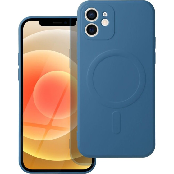 Silicone Mag Cover Case Compatible With Magsafe For Iphone 12 Blue OEM