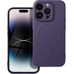 Silicone Mag Cover Case Compatible With Magsafe For Iphone 14 Pro Dark Purple OEM