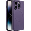 Silicone Mag Cover Case Compatible With Magsafe For Iphone 14 Pro Dark Purple OEM