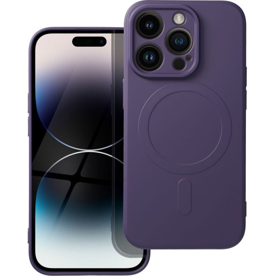 Silicone Mag Cover Case Compatible With Magsafe For Iphone 14 Pro Dark Purple OEM