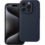 Silicone Mag Cover Case Compatible With Magsafe For Iphone 15 Pro Blue Titanium OEM