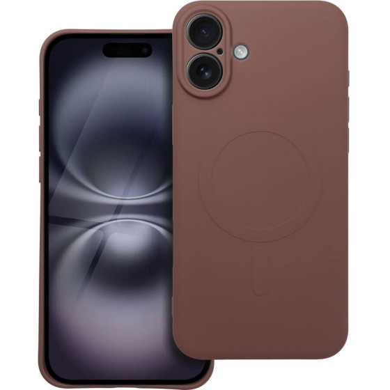 Silicone Mag Cover Case Compatible With Magsafe For Iphone 16 Plus Brown OEM