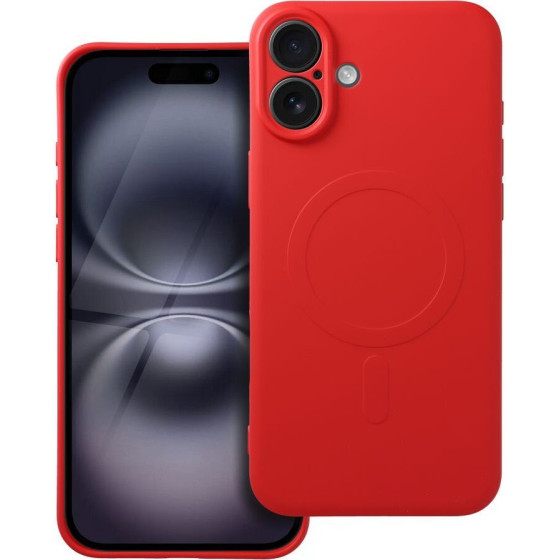 Silicone Mag Cover Case Compatible With Magsafe For Iphone 16 Plus Red OEM