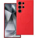 Silicone Mag Cover Case Compatible With Magsafe For Samsung S24 Ultra Red OEM