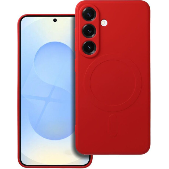 Silicone Mag Cover Case Compatible With Magsafe For Samsung S25 Edge Red OEM