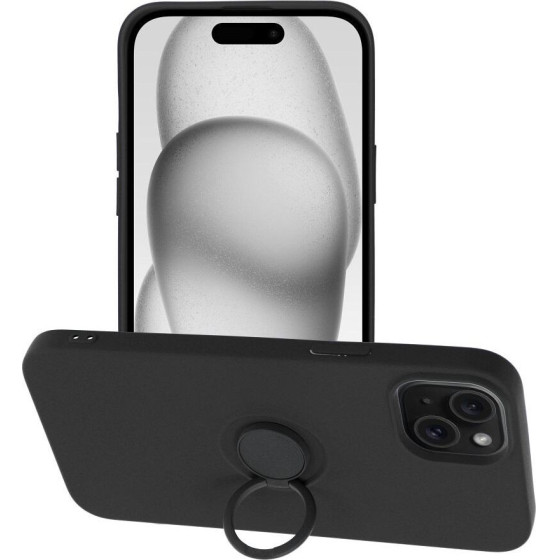 Silicone Ring Case For Iphone 15 Plus Black OEM
