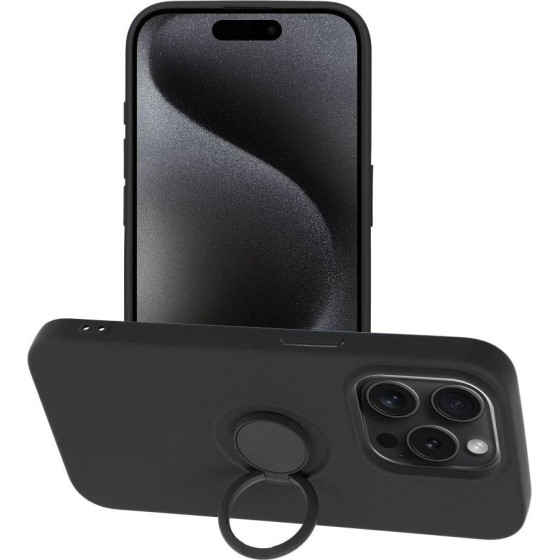 Silicone Ring Case For Iphone 15 Pro Black OEM