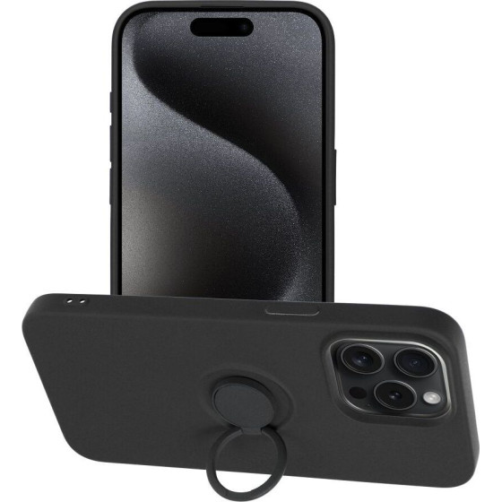 Silicone Ring Case For Iphone 15 Pro Max Black OEM