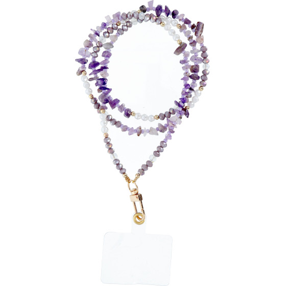 Stone Pendant For The Phone / Cord Length 82cm (41cm In The loop) / On Neck - Purple OEM