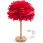 Table Lamp Bedside Feather Art Deco Red Cbdph OEM
