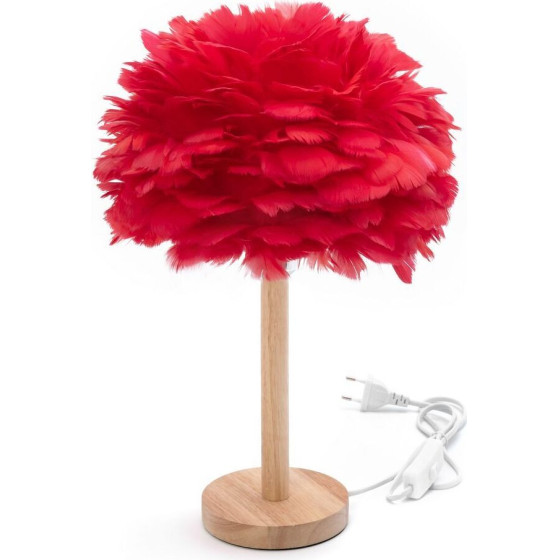 Table Lamp Bedside Feather Art Deco Red Cbdph OEM
