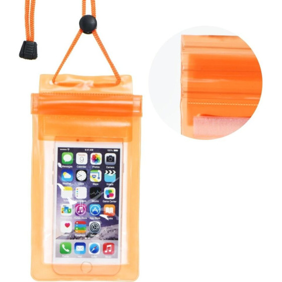 Waterproof Bag For Mobile Phone With Zipper Closing Orange OEM