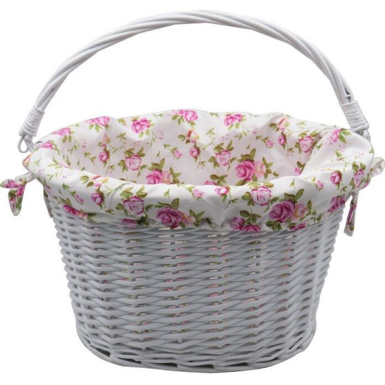 Willow Basket With Printing Fabric FSBKT-037-1 White OEM