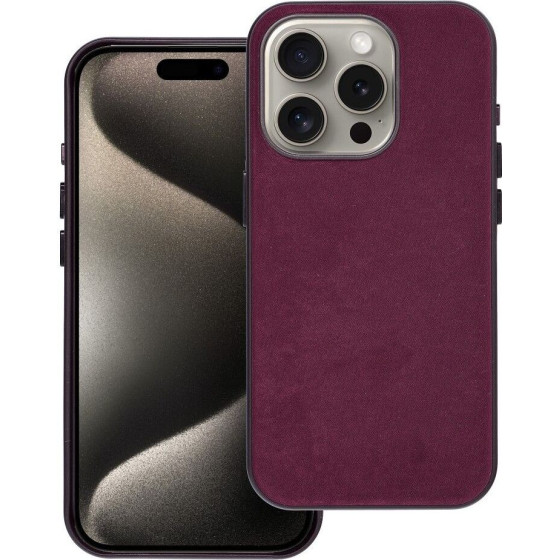 Woven Mag Cover Case Compatible With Magsafe For Iphone 15 Pro Burgundy OEM