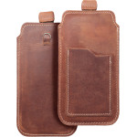 Royal Crazy Horse - Leather Universal pull-Up Pocket / Brown - Size L - Iphone 6 / 7 / 8 OEM